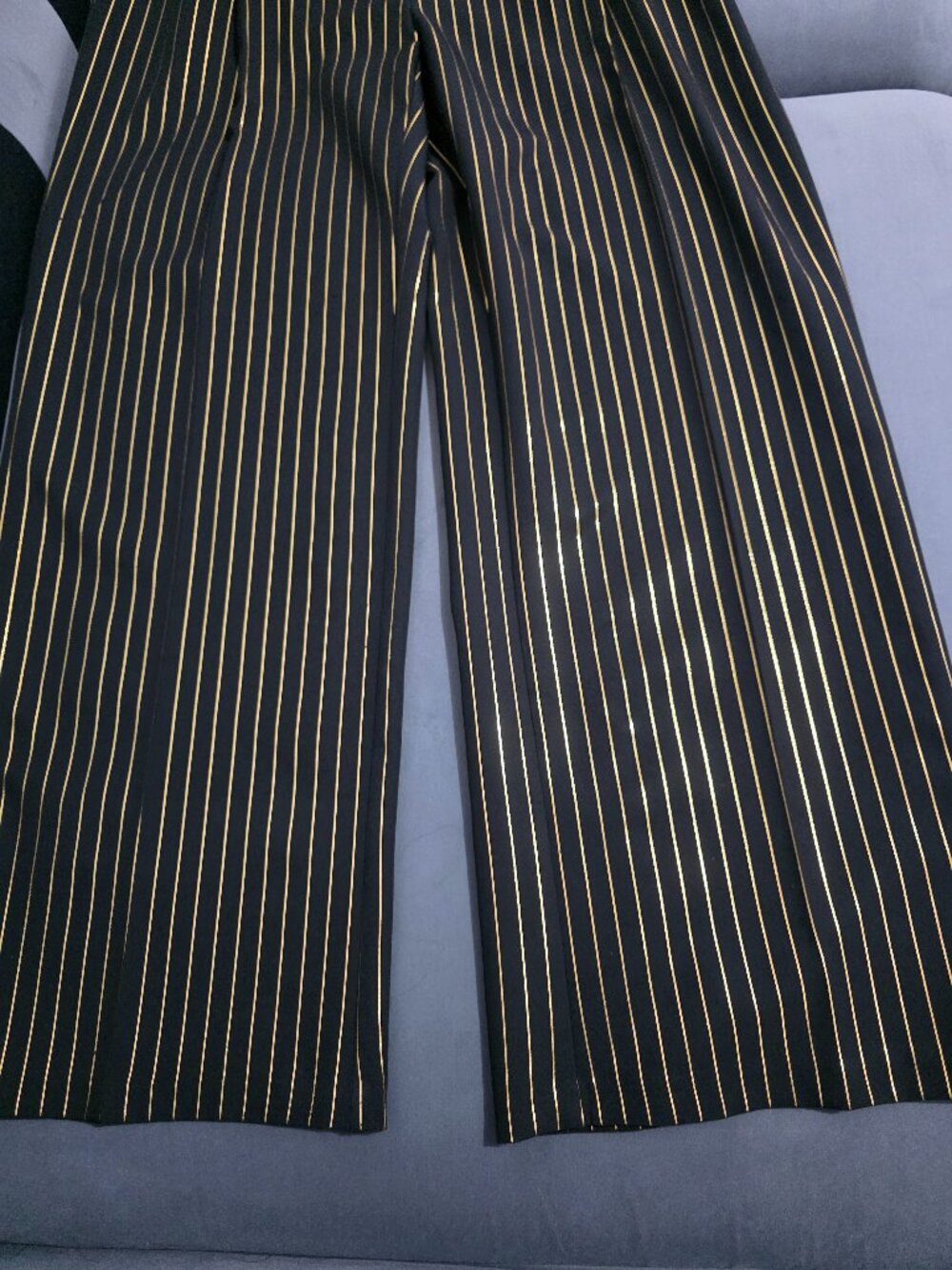 NWT NYCC Black & Gold Striped Trousers Size 10 - Wide Leg - Picture 6 of 8